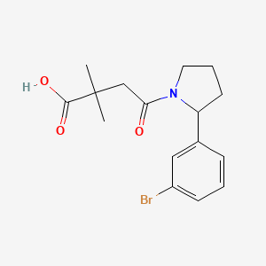 molecular formula C16H20BrNO3 B7589972 4-[2-(3-Bromophenyl)pyrrolidin-1-yl]-2,2-dimethyl-4-oxobutanoic acid 