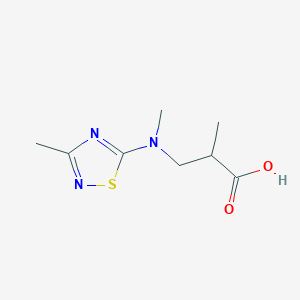 molecular formula C8H13N3O2S B7589995 2-Methyl-3-[methyl-(3-methyl-1,2,4-thiadiazol-5-yl)amino]propanoic acid 