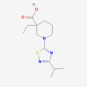molecular formula C13H21N3O2S B7589998 3-Ethyl-1-(3-propan-2-yl-1,2,4-thiadiazol-5-yl)piperidine-3-carboxylic acid 