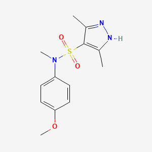 molecular formula C13H17N3O3S B7590010 N-(4-methoxyphenyl)-N,3,5-trimethyl-1H-pyrazole-4-sulfonamide 