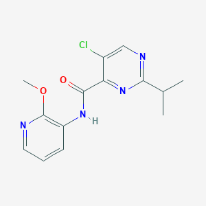 molecular formula C14H15ClN4O2 B7590033 5-chloro-N-(2-methoxypyridin-3-yl)-2-propan-2-ylpyrimidine-4-carboxamide 