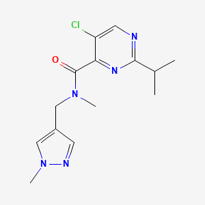 molecular formula C14H18ClN5O B7590070 5-chloro-N-methyl-N-[(1-methylpyrazol-4-yl)methyl]-2-propan-2-ylpyrimidine-4-carboxamide 