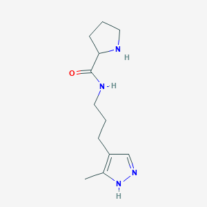 molecular formula C12H20N4O B7590077 N-[3-(5-methyl-1H-pyrazol-4-yl)propyl]pyrrolidine-2-carboxamide 