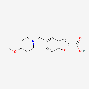 molecular formula C16H19NO4 B7590098 5-[(4-Methoxypiperidin-1-yl)methyl]-1-benzofuran-2-carboxylic acid 