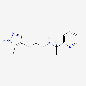 molecular formula C14H20N4 B7590108 3-(5-methyl-1H-pyrazol-4-yl)-N-(1-pyridin-2-ylethyl)propan-1-amine 