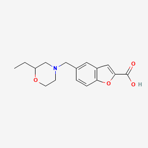 molecular formula C16H19NO4 B7590115 5-[(2-Ethylmorpholin-4-yl)methyl]-1-benzofuran-2-carboxylic acid 