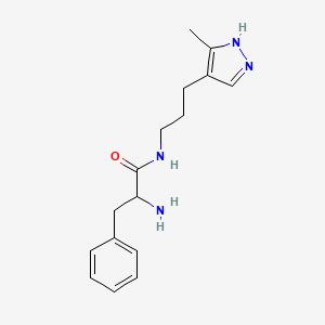 molecular formula C16H22N4O B7590133 2-amino-N-[3-(5-methyl-1H-pyrazol-4-yl)propyl]-3-phenylpropanamide 