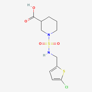 molecular formula C11H15ClN2O4S2 B7590145 1-[(5-Chlorothiophen-2-yl)methylsulfamoyl]piperidine-3-carboxylic acid 