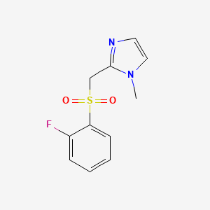 molecular formula C11H11FN2O2S B7590150 2-[(2-Fluorophenyl)sulfonylmethyl]-1-methylimidazole 