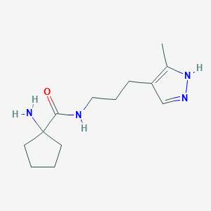 molecular formula C13H22N4O B7590192 1-amino-N-[3-(5-methyl-1H-pyrazol-4-yl)propyl]cyclopentane-1-carboxamide 