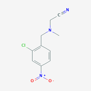 molecular formula C10H10ClN3O2 B7590204 2-[(2-Chloro-4-nitrophenyl)methyl-methylamino]acetonitrile 