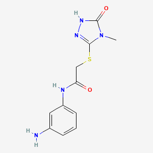 molecular formula C11H13N5O2S B7590228 N-(3-aminophenyl)-2-[(4-methyl-5-oxo-1H-1,2,4-triazol-3-yl)sulfanyl]acetamide 