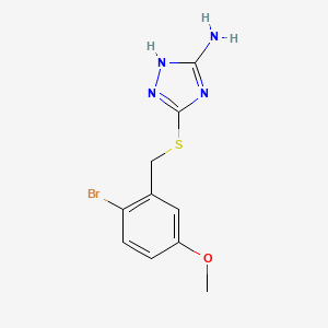 molecular formula C10H11BrN4OS B7590250 3-[(2-bromo-5-methoxyphenyl)methylsulfanyl]-1H-1,2,4-triazol-5-amine 