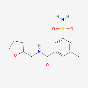 molecular formula C14H20N2O4S B7590276 2,3-dimethyl-N-(oxolan-2-ylmethyl)-5-sulfamoylbenzamide 