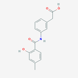 molecular formula C16H15NO4 B7590299 2-[3-[(2-Hydroxy-4-methylbenzoyl)amino]phenyl]acetic acid 