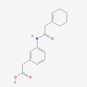molecular formula C16H19NO3 B7590341 2-[3-[[2-(Cyclohexen-1-yl)acetyl]amino]phenyl]acetic acid 