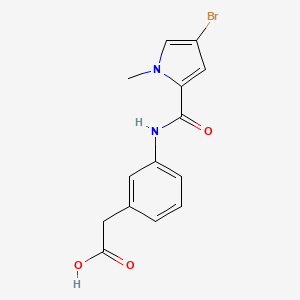 molecular formula C14H13BrN2O3 B7590368 2-[3-[(4-Bromo-1-methylpyrrole-2-carbonyl)amino]phenyl]acetic acid 