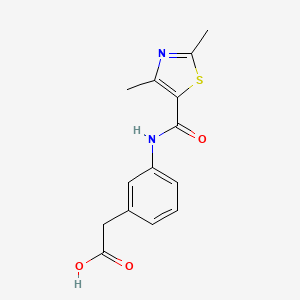 molecular formula C14H14N2O3S B7590374 2-[3-[(2,4-Dimethyl-1,3-thiazole-5-carbonyl)amino]phenyl]acetic acid 