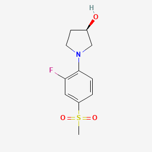 molecular formula C11H14FNO3S B7590509 (r)-1-(2-Fluoro-4-(methylsulfonyl)phenyl)pyrrolidin-3-ol 