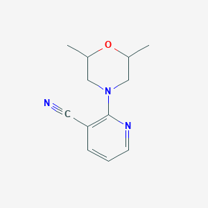 molecular formula C12H15N3O B7590543 2-(2,6-Dimethylmorpholin-4-yl)nicotinonitrile 