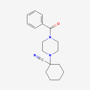 molecular formula C18H23N3O B7590550 1-(4-Benzoyl-piperazin-1-yl)-cyclohexanecarbonitrile 