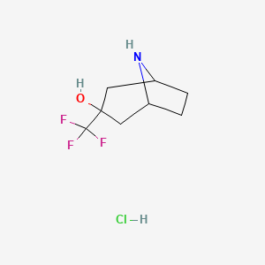 molecular formula C8H13ClF3NO B7590609 3-(Trifluoromethyl)-8-azabicyclo[3.2.1]octan-3-OL hcl 