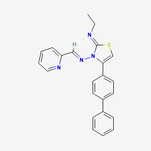 molecular formula C23H20N4S B7590688 (E)-N-ethyl-4-(4-phenylphenyl)-3-[(E)-pyridin-2-ylmethylideneamino]-1,3-thiazol-2-imine 