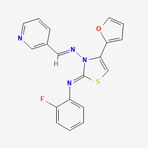 molecular formula C19H13FN4OS B7590692 (E)-N-(2-fluorophenyl)-4-(furan-2-yl)-3-[(E)-pyridin-3-ylmethylideneamino]-1,3-thiazol-2-imine 