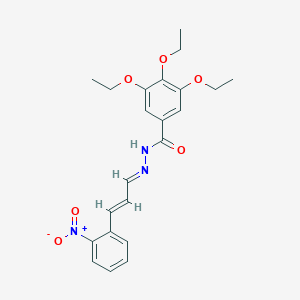 molecular formula C22H25N3O6 B7590710 3,4,5-triethoxy-N-[(E)-[(E)-3-(2-nitrophenyl)prop-2-enylidene]amino]benzamide 