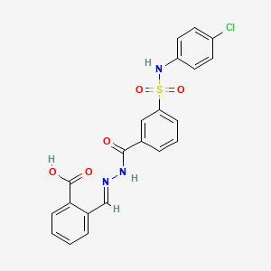 molecular formula C21H16ClN3O5S B7590719 2-[(E)-[[3-[(4-chlorophenyl)sulfamoyl]benzoyl]hydrazinylidene]methyl]benzoic acid 