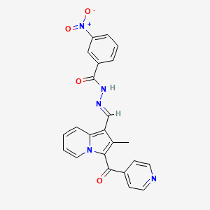 molecular formula C23H17N5O4 B7590725 N-[(E)-[2-methyl-3-(pyridine-4-carbonyl)indolizin-1-yl]methylideneamino]-3-nitrobenzamide 