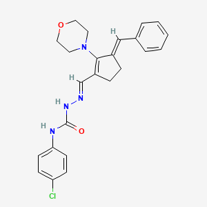 molecular formula C24H25ClN4O2 B7590735 1-[(E)-[(3E)-3-benzylidene-2-morpholin-4-ylcyclopenten-1-yl]methylideneamino]-3-(4-chlorophenyl)urea 