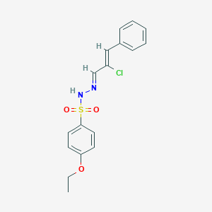 molecular formula C17H17ClN2O3S B7590743 N-[(E)-[(Z)-2-chloro-3-phenylprop-2-enylidene]amino]-4-ethoxybenzenesulfonamide 
