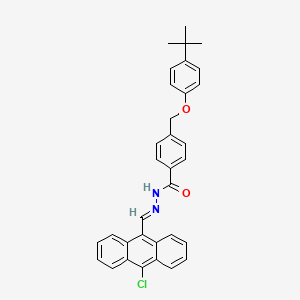 molecular formula C33H29ClN2O2 B7590760 4-[(4-tert-butylphenoxy)methyl]-N-[(E)-(10-chloroanthracen-9-yl)methylideneamino]benzamide 