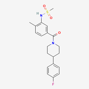 molecular formula C20H23FN2O3S B7590774 N-[5-[4-(4-fluorophenyl)piperidine-1-carbonyl]-2-methylphenyl]methanesulfonamide 
