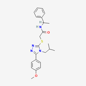 molecular formula C23H28N4O2S B7590853 2-[[5-(4-methoxyphenyl)-4-(2-methylpropyl)-1,2,4-triazol-3-yl]sulfanyl]-N-(1-phenylethyl)acetamide 