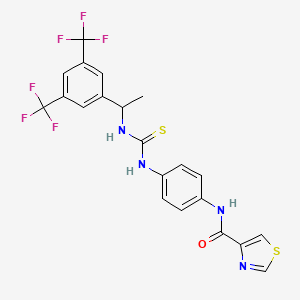 molecular formula C21H16F6N4OS2 B7590870 N-[4-[1-[3,5-bis(trifluoromethyl)phenyl]ethylcarbamothioylamino]phenyl]-1,3-thiazole-4-carboxamide 