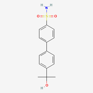 molecular formula C15H17NO3S B7590874 4-[4-(2-Hydroxypropan-2-yl)phenyl]benzenesulfonamide 