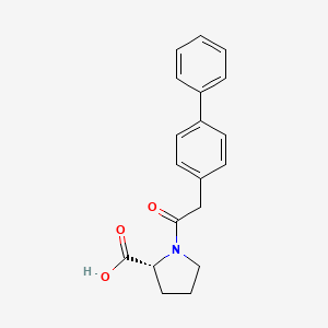 molecular formula C19H19NO3 B7590887 (2R)-1-[2-(4-phenylphenyl)acetyl]pyrrolidine-2-carboxylic acid 