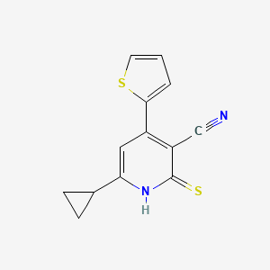 molecular formula C13H10N2S2 B7590933 6-cyclopropyl-2-sulfanylidene-4-thiophen-2-yl-1H-pyridine-3-carbonitrile 