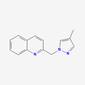 molecular formula C14H13N3 B7591002 2-[(4-Methylpyrazol-1-yl)methyl]quinoline 