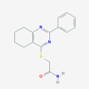 molecular formula C16H17N3OS B7591019 2-[(2-Phenyl-5,6,7,8-tetrahydroquinazolin-4-yl)sulfanyl]acetamide 