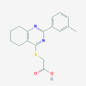 molecular formula C17H18N2O2S B7591022 2-((2-(m-Tolyl)-5,6,7,8-tetrahydroquinazolin-4-yl)thio)acetic acid 