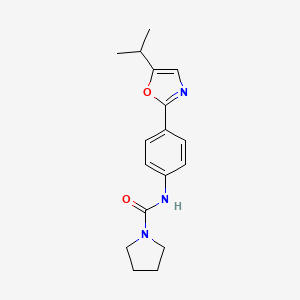 molecular formula C17H21N3O2 B7591076 N-[4-(5-propan-2-yl-1,3-oxazol-2-yl)phenyl]pyrrolidine-1-carboxamide 