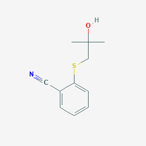 molecular formula C11H13NOS B7591077 2-(2-Hydroxy-2-methylpropyl)sulfanylbenzonitrile 