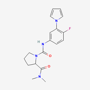 molecular formula C18H21FN4O2 B7591085 1-N-(4-fluoro-3-pyrrol-1-ylphenyl)-2-N,2-N-dimethylpyrrolidine-1,2-dicarboxamide 