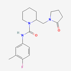 molecular formula C18H24FN3O2 B7591089 N-(4-fluoro-3-methylphenyl)-2-[(2-oxopyrrolidin-1-yl)methyl]piperidine-1-carboxamide 
