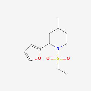 molecular formula C12H19NO3S B7591157 1-Ethylsulfonyl-2-(furan-2-yl)-4-methylpiperidine 
