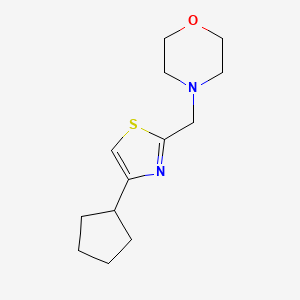 molecular formula C13H20N2OS B7591180 4-[(4-Cyclopentyl-1,3-thiazol-2-yl)methyl]morpholine 