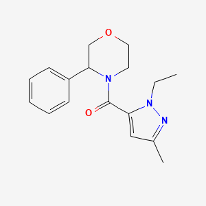 molecular formula C17H21N3O2 B7591193 (2-Ethyl-5-methylpyrazol-3-yl)-(3-phenylmorpholin-4-yl)methanone 